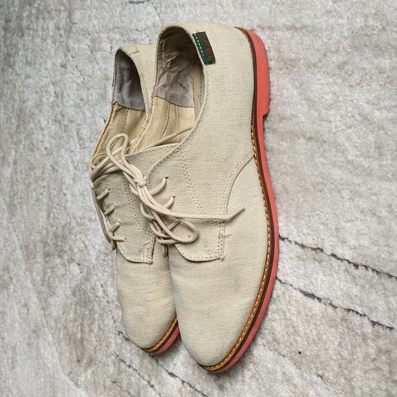 GH Bass & Co beige textile upper oxford shoes size 8.5 - Picture 3 of 15